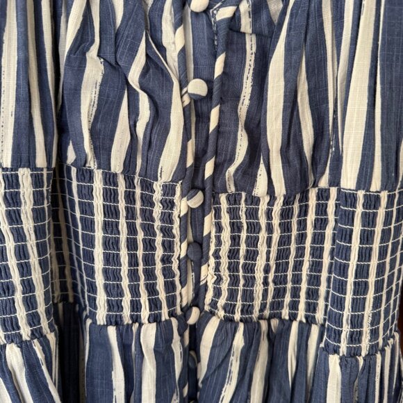 Anthropologie Long-Sleeve Sweetheart Midi Dress Style in Blue Motif, size XL - Picture 7 of 8